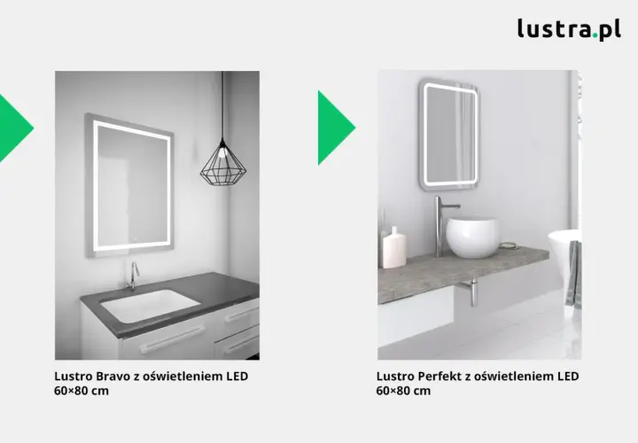 Nowoczesne lustra łazienkowe z podświetleniem LED. Jaka barwa światła do łazienki? Wybierz spośród modeli Bravo i Perfekt.