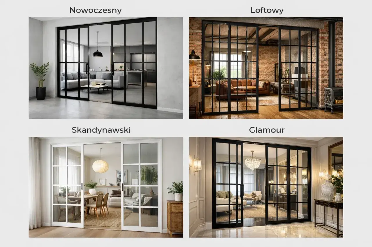 Nowoczesne, loftowe, skandynawskie i glamour – cztery odsłony tego, co zamiast drzwi. Szklane, metalowe, białe i czarne, tworzą stylowe przejścia.