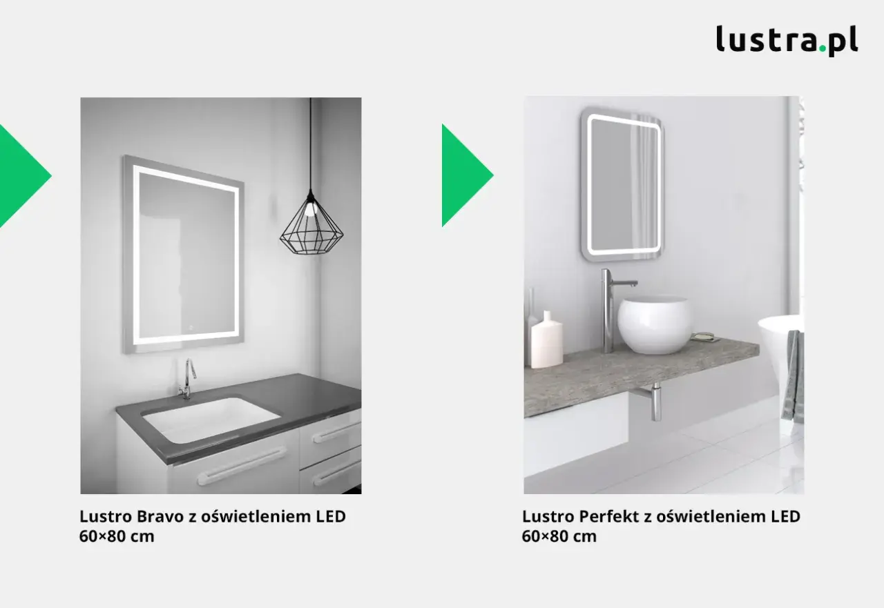 Nowoczesne lustra łazienkowe z podświetleniem LED. Jaka barwa światła do łazienki? Wybierz spośród modeli Bravo i Perfekt.