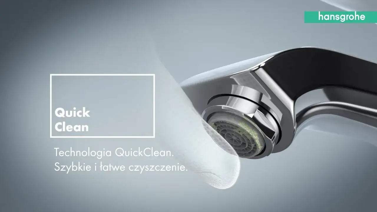 Technologia QuickClean ułatwia czyszczenie perlatora, pokazując jak odetkać kran. Szybkie i łatwe czyszczenie.